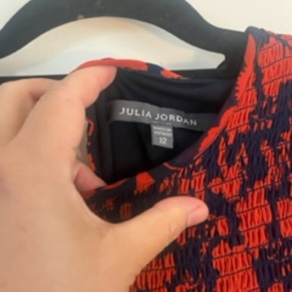 Julia Jordan Red and Dark Blue Chiffon Midi Dress - Picture 5 of 8